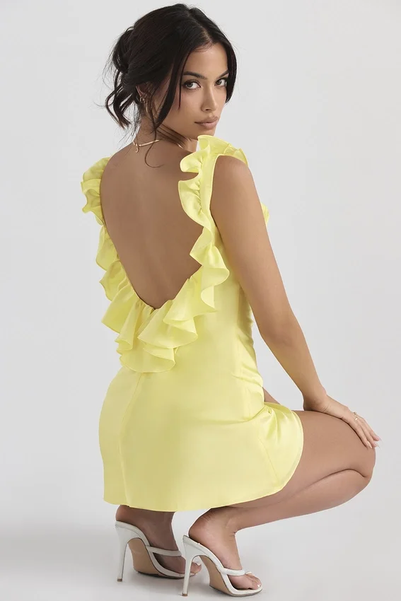 Tink Buttercup Satin Ruffle Mini Dress Tink Buttercup Satin Ruffle Mini Dress