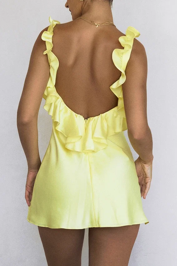 Tink Buttercup Satin Ruffle Mini Dress Tink Buttercup Satin Ruffle Mini Dress