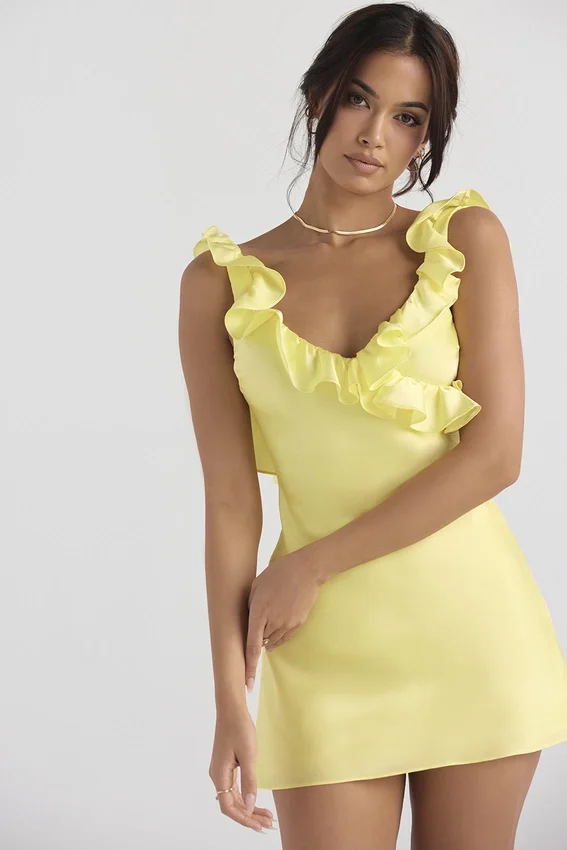 Tink Buttercup Satin Ruffle Mini Dress Tink Buttercup Satin Ruffle Mini Dress
