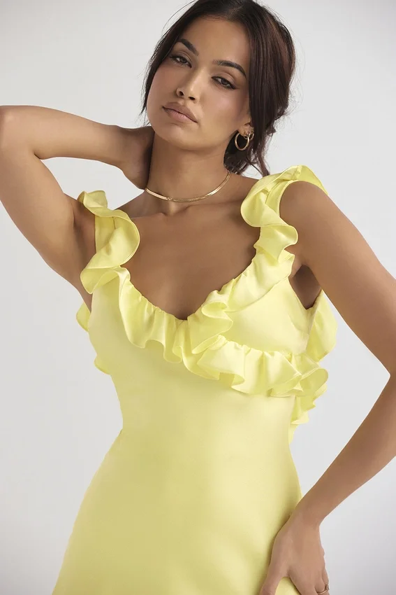 Tink Buttercup Satin Ruffle Mini Dress Tink Buttercup Satin Ruffle Mini Dress