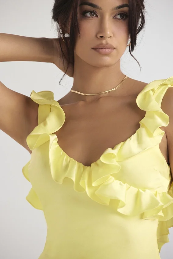 Tink Buttercup Satin Ruffle Mini Dress Tink Buttercup Satin Ruffle Mini Dress