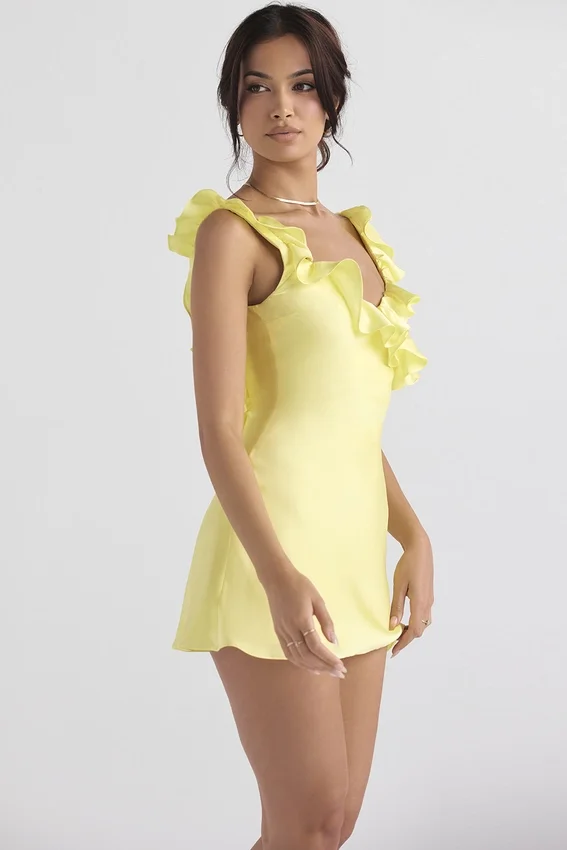 Tink Buttercup Satin Ruffle Mini Dress Tink Buttercup Satin Ruffle Mini Dress