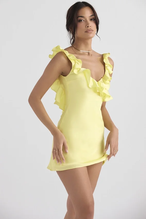 Tink Buttercup Satin Ruffle Mini Dress Tink Buttercup Satin Ruffle Mini Dress