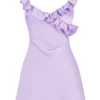Tink Orchid Satin Ruffle Mini Dress Tink Orchid Satin Ruffle Mini Dress