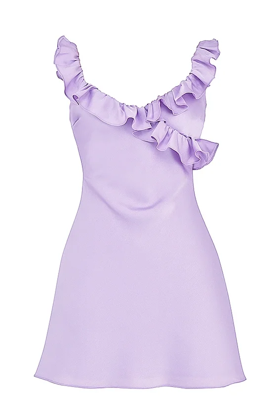 Tink Orchid Satin Ruffle Mini Dress Tink Orchid Satin Ruffle Mini Dress