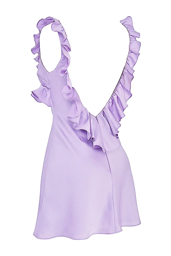 Tink Orchid Satin Ruffle Mini Dress Tink Orchid Satin Ruffle Mini Dress