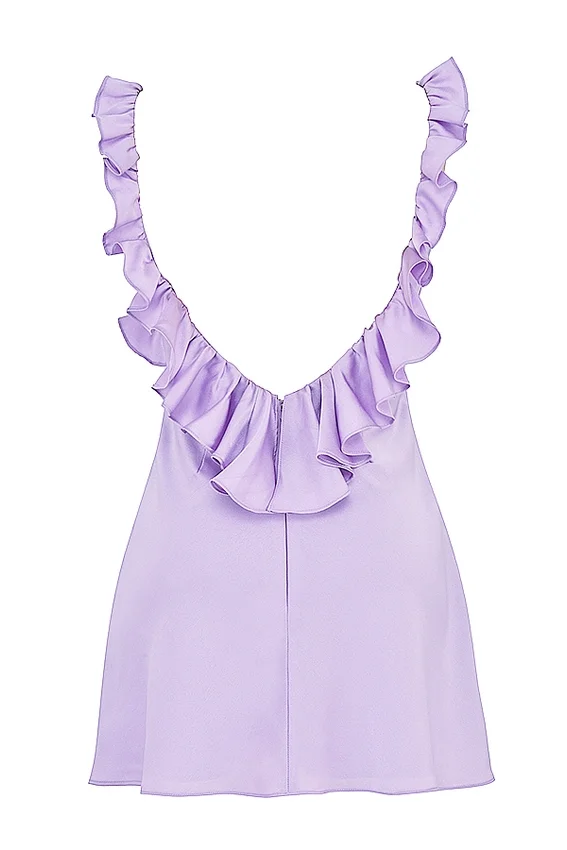 Tink Orchid Satin Ruffle Mini Dress Tink Orchid Satin Ruffle Mini Dress