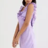 Tink Orchid Satin Ruffle Mini Dress Tink Orchid Satin Ruffle Mini Dress