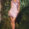Tink Orchid Satin Ruffle Mini Dress Tink Orchid Satin Ruffle Mini Dress