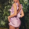 Tink Orchid Satin Ruffle Mini Dress Tink Orchid Satin Ruffle Mini Dress