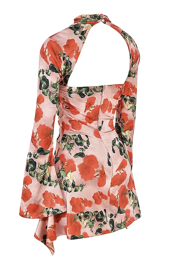 Toira Rose Print Draped Corset Dress Toira Rose Print Draped Corset Dress