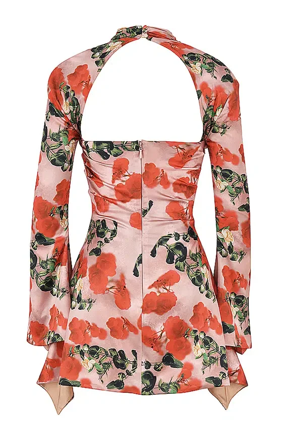 Toira Rose Print Draped Corset Dress Toira Rose Print Draped Corset Dress