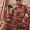 Toira Rose Print Draped Corset Dress Toira Rose Print Draped Corset Dress
