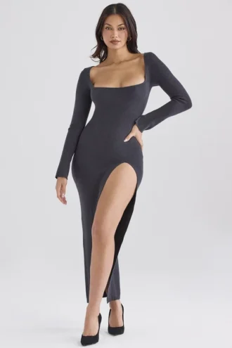 Tolani Charcoal Cashmere Knit Maxi Dress