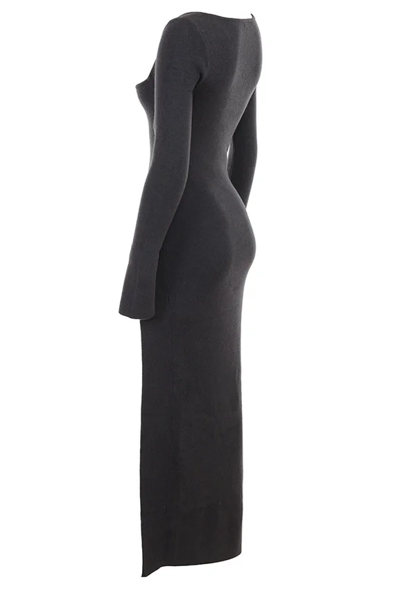 Tolani Charcoal Cashmere Knit Maxi Dress Tolani Charcoal Cashmere Knit Maxi Dress