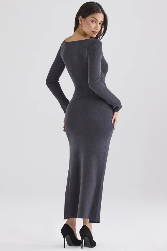 Tolani Charcoal Cashmere Knit Maxi Dress Tolani Charcoal Cashmere Knit Maxi Dress