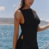 Valencia Black Cotton Placement Lace Broderie Anglaise Boat Neck Top Valencia Black Cotton Placement Lace Broderie Anglaise Boat Neck Top