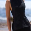 Valencia Black Cotton Placement Lace Broderie Anglaise Boat Neck Top Valencia Black Cotton Placement Lace Broderie Anglaise Boat Neck Top