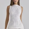 Valencia White Cotton Placement Lace Broderie Anglais Boat Neck Top Valencia White Cotton Placement Lace Broderie Anglais Boat Neck Top