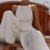 Valencia White Cotton Placement Lace Broderie Anglais Boat Neck Top Valencia White Cotton Placement Lace Broderie Anglais Boat Neck Top