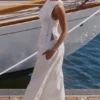 Valencia White Cotton Placement Lace Broderie Anglais Boat Neck Top Valencia White Cotton Placement Lace Broderie Anglais Boat Neck Top