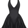Valentia Black Halter Mini Dress