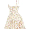 Valentia Ivory Meadow Print Cotton Halter Mini Dress Valentia Ivory Meadow Print Cotton Halter Mini Dress