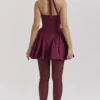 Valentia Wine Halter Mini Dress