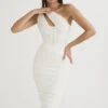 Valentina Ivory Asymmetric Cutout Midi Dress Valentina Ivory Asymmetric Cutout Midi Dress