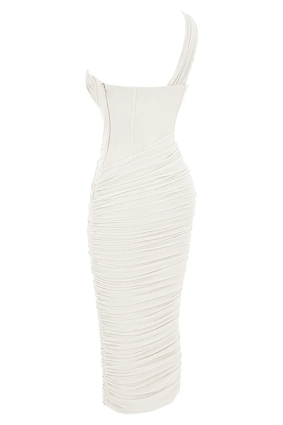 Valentina Ivory Asymmetric Cutout Midi Dress Valentina Ivory Asymmetric Cutout Midi Dress