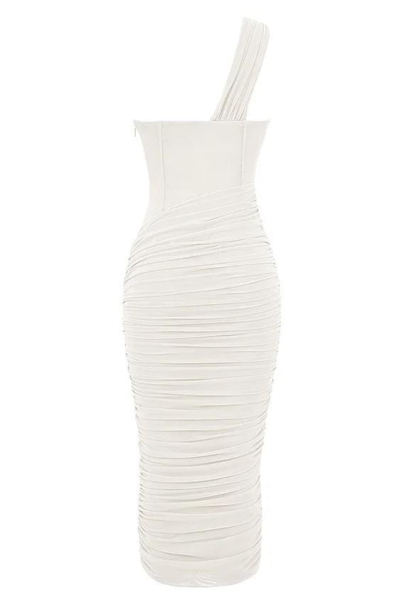 Valentina Ivory Asymmetric Cutout Midi Dress Valentina Ivory Asymmetric Cutout Midi Dress