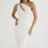 Valentina Ivory Asymmetric Cutout Midi Dress Valentina Ivory Asymmetric Cutout Midi Dress