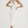 Valentina Ivory Asymmetric Cutout Midi Dress Valentina Ivory Asymmetric Cutout Midi Dress
