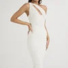 Valentina Ivory Asymmetric Cutout Midi Dress Valentina Ivory Asymmetric Cutout Midi Dress