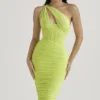 Valentina Lime Asymmetric Cutout Midi Dress Valentina Lime Asymmetric Cutout Midi Dress