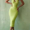 Valentina Lime Asymmetric Cutout Midi Dress Valentina Lime Asymmetric Cutout Midi Dress