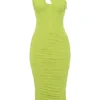 Valentina Lime Asymmetric Cutout Midi Dress Valentina Lime Asymmetric Cutout Midi Dress