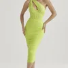 Valentina Lime Asymmetric Cutout Midi Dress Valentina Lime Asymmetric Cutout Midi Dress
