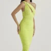 Valentina Lime Asymmetric Cutout Midi Dress Valentina Lime Asymmetric Cutout Midi Dress