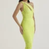 Valentina Lime Asymmetric Cutout Midi Dress Valentina Lime Asymmetric Cutout Midi Dress