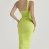 Valentina Lime Asymmetric Cutout Midi Dress Valentina Lime Asymmetric Cutout Midi Dress