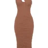 Valentina Mocha Asymmetric Cutout Midi Dress Valentina Mocha Asymmetric Cutout Midi Dress