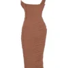 Valentina Mocha Asymmetric Cutout Midi Dress Valentina Mocha Asymmetric Cutout Midi Dress