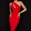 Valentina Scarlet Asymmetric Cutout Midi Dress Valentina Scarlet Asymmetric Cutout Midi Dress