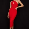 Valentina Scarlet Asymmetric Cutout Midi Dress Valentina Scarlet Asymmetric Cutout Midi Dress