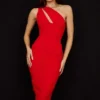 Valentina Scarlet Asymmetric Cutout Midi Dress Valentina Scarlet Asymmetric Cutout Midi Dress