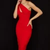 Valentina Scarlet Asymmetric Cutout Midi Dress Valentina Scarlet Asymmetric Cutout Midi Dress