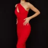 Valentina Scarlet Asymmetric Cutout Midi Dress Valentina Scarlet Asymmetric Cutout Midi Dress