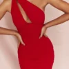 Valentina Scarlet Asymmetric Cutout Midi Dress Valentina Scarlet Asymmetric Cutout Midi Dress