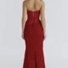 Valerie Red Satin Lace Strapless Maxi Dress Valerie Red Satin Lace Strapless Maxi Dress